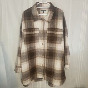 Banana Republic Brown and Cream Plaid Shirt